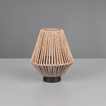 LED stolová lampa Lira, hnedá, papierová priadza, výška 22 cm