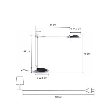 LED stolová lampa MAULbusiness, hliník, výška 50 cm
