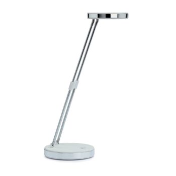 LED stolová lampa MAULpuck, teleskopické rameno, biela