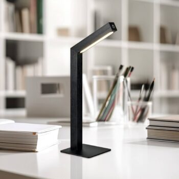 LED stolová lampa Skip, čierna, MDF, výška 37,5 cm