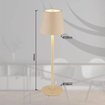 LED stolová lampa Vannie, piesková farba, výška 36 cm, IP44