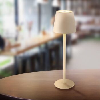 LED stolová lampa Vannie, piesková farba, výška 36 cm, IP44
