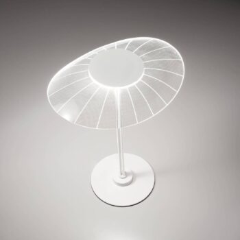 LED stolová lampa Vela, biela/priehľadná, 36 cm, akryl, stmievač