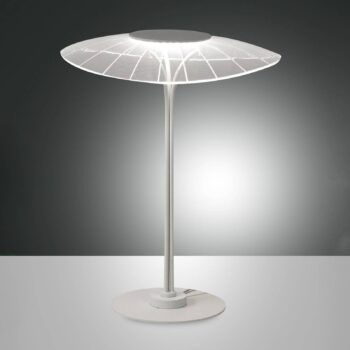LED stolová lampa Vela, biela/priehľadná, 36 cm, akryl, stmievač