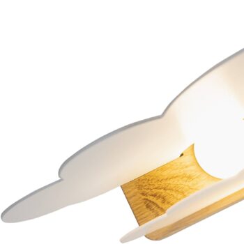 LED stolová lampa Wölkchen, biela, drevo, 3000 K, stmievateľná