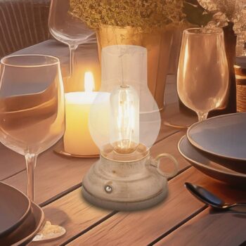 LED stolová lampa na akumulátor Brilo unplugged Kanea, béžová, výška 18 cm