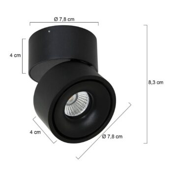 LED stropné bodové svetlá Fez, čierne, 1-pl., kovové, otočné