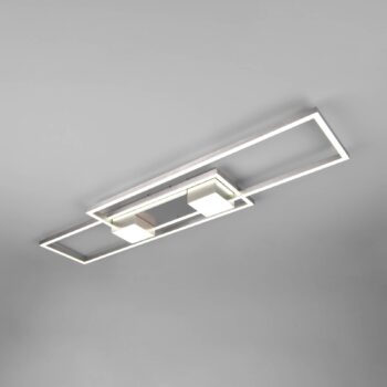LED stropné svietidlo Albany, nikel, 100 x 28 cm, hliník CCT stmievateľné
