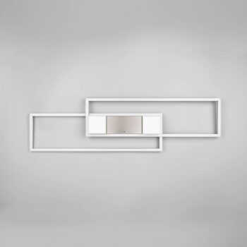 LED stropné svietidlo Albany, nikel, 100 x 28 cm, hliník CCT stmievateľné
