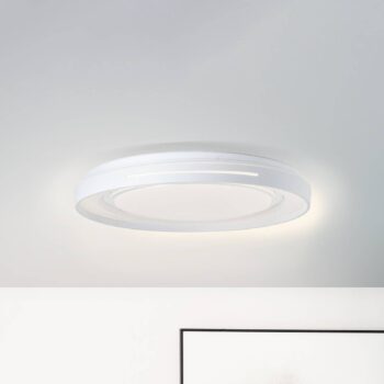 LED stropné svietidlo Barty, biela/chróm, Ø 48,5 cm, CCT, kov