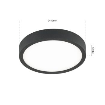 LED stropné svietidlo Bully v čiernej farbe, 3 000 K, Ø14 cm