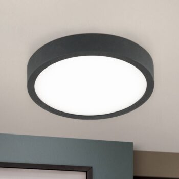 LED stropné svietidlo Bully v čiernej farbe, 3 000 K, Ø14 cm