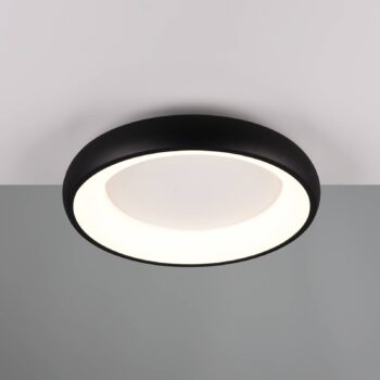 LED stropné svietidlo Cardona, Ø 46,5 cm, matná čierna, kov CCT