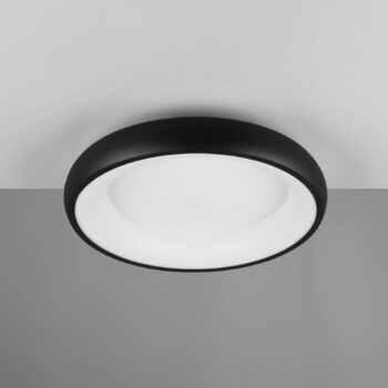 LED stropné svietidlo Cardona, Ø 46,5 cm, matná čierna, kov CCT