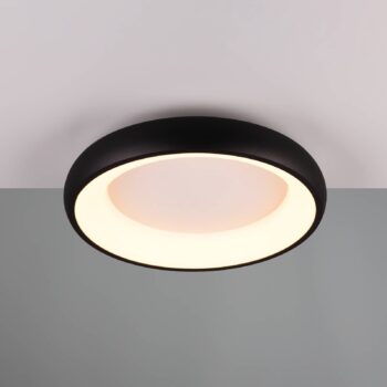 LED stropné svietidlo Cardona, Ø 46,5 cm, matná čierna, kov CCT