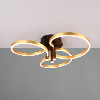 LED stropné svietidlo Caruso, zlatá/čierna, Ø 66 cm kov CCT stmievanie
