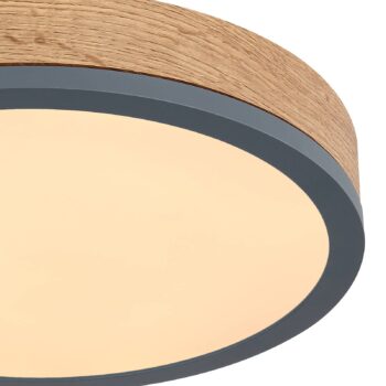 LED stropné svietidlo Doro Ø 30 cm tmavé drevo, grafit