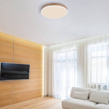 LED stropné svietidlo Doro Ø 45 cm drevo tmavé/biele