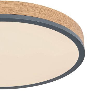 LED stropné svietidlo Doro, Ø 45 cm, tmavý grafit/drevo, drevo, CCT