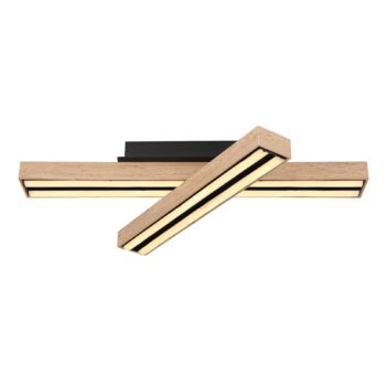 LED stropné svietidlo Doro, dĺžka 51,5 cm, dub, drevo