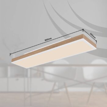 LED stropné svietidlo Doro, dĺžka 80 cm, tmavé drevo, drevo, CCT