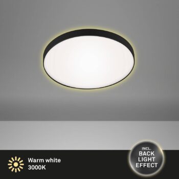 LED stropné svietidlo Flet s podsvietením, Ø 28,5 cm
