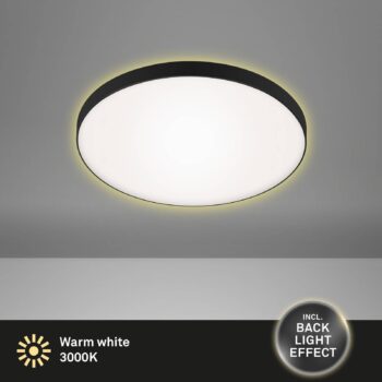 LED stropné svietidlo Flet s podsvietením, Ø 35,5 cm