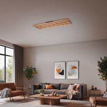 LED stropné svietidlo Fontana 114 x 30 cm drevo/čierne drevo/kov
