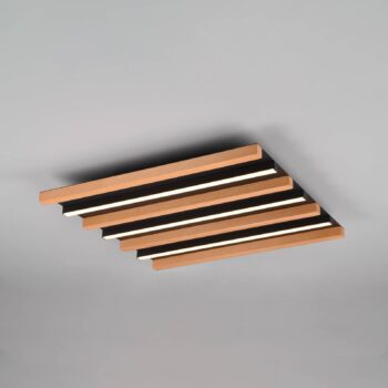 LED stropné svietidlo Fontana, 46 x 30 cm drevo/čierne drevo/kov