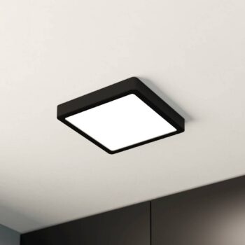 LED stropné svietidlo Fueva 5 IP44 3000K čierne 21x21cm