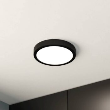 LED stropné svietidlo Fueva 5 IP44 3000K čierne Ø21cm