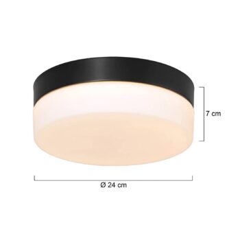 LED stropné svietidlo Ikaro čierne, Ø 24 cm, kov, plast