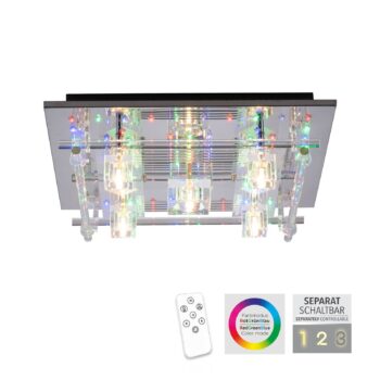 LED stropné svietidlo Kemal 2.0, chróm s RGB