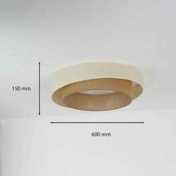 LED stropné svietidlo Luneta S, juta, béžová/hnedá, Ø 60 cm, 3-stupňové