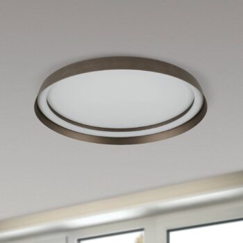 LED stropné svietidlo Manta, Ø 45 cm, hliník/bronz, hliník, hore/dole