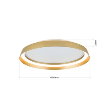 LED stropné svietidlo Manta, Ø 45 cm, zlatá farba, hliník, hore/dole