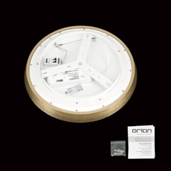 LED stropné svietidlo Manta, Ø 45 cm, zlatá farba, hliník, hore/dole