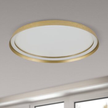 LED stropné svietidlo Manta, Ø 60 cm, zlatá farba, hliník, hore/dole