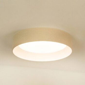 LED stropné svietidlo Plafond, biele, tkanina, Ø 45 cm, 3-stupňové stmievanie