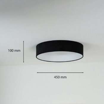 LED stropné svietidlo Plafond, čierne, tkanina, Ø 45 cm, 3-stupňové