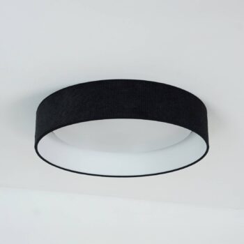 LED stropné svietidlo Plafond, čierne, tkanina, Ø 45 cm, 3-stupňové