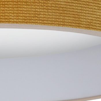 LED stropné svietidlo Plafond, horčicovo žltá, tkanina, Ø 45 cm, 3-stupňové