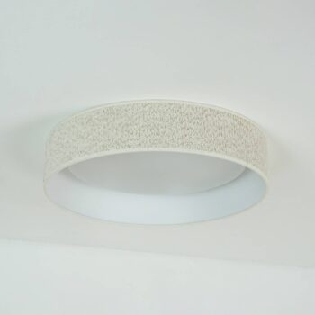 LED stropné svietidlo Plafond, krémová farba, tkanina, Ø 45 cm, 3-stupňové