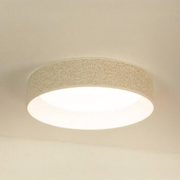 LED stropné svietidlo Plafond, krémová farba, tkanina, Ø 45 cm, 3-stupňové