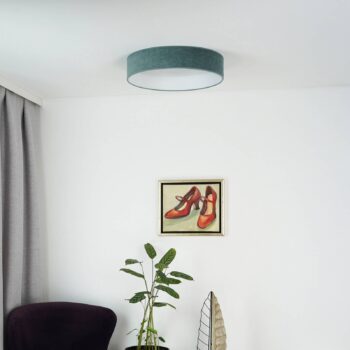 LED stropné svietidlo Plafond, mätovo zelená, tkanina, Ø 45 cm, 3-stupňové