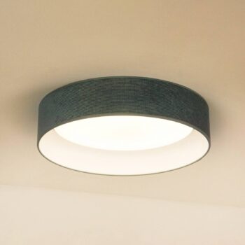 LED stropné svietidlo Plafond, mätovo zelená, tkanina, Ø 45 cm, 3-stupňové