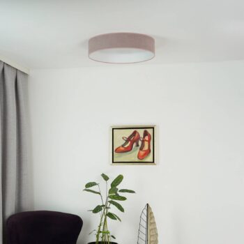 LED stropné svietidlo Plafond, ružová farba, tkanina, Ø 45 cm, 3-stupňové