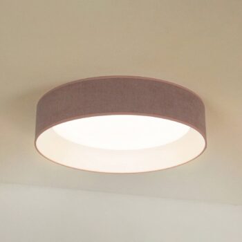 LED stropné svietidlo Plafond, ružová farba, tkanina, Ø 45 cm, 3-stupňové