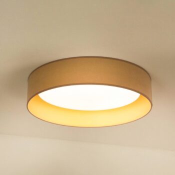 LED stropné svietidlo Plafond, zamat, béžová/zlatá, tkanina, Ø 45 cm, 3-stupňové