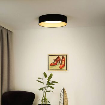 LED stropné svietidlo Plafond, zamat, čierna/zlatá, Ø 45 cm, 3-stupňové